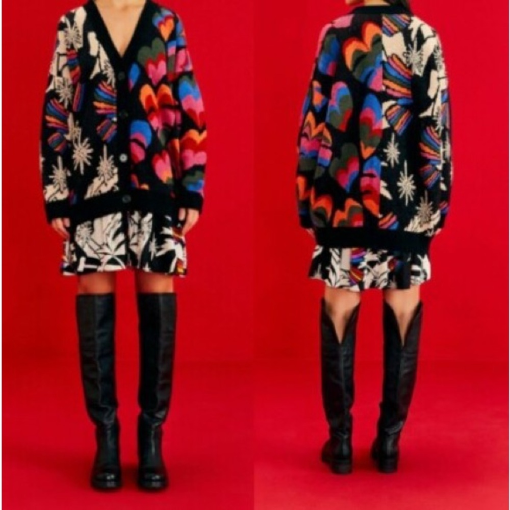 Farm Rio mixed rainbows print cardigan